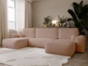 Elvior 5 seters U formet sovesofa med dobbeltdivan   rosa