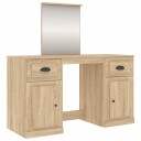 vidaXL Sminkebord med speil sonoma eik 130x50x132,5 cm