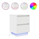  Nattskap med LED lys 2 stk hvit 38x34x50 cm