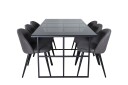 Venture Home Leif Spisegruppe 200 cm Rektangulær med 6 Velvet Stoler Sort