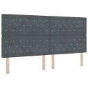  Box Spring Seng med Madrass og LED Mørkegrå 200x200 cm Fløyel
