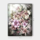 Lerretsbilde 70x100 cm Vakker blomsterbukett i myke pastellfarger Lilla / Rosa / Grønn