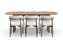 Richeto spisebord 210 cm med 6 Lucy spisestoler - Naturlig finish / hvit bouclé / metallben svart