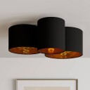 Lindby Laurenz taklampe, 3 lyskilder, svart-gull