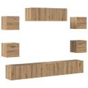  TV-skapsett 7 deler veggmontert artisan eik konstruert tre 8721158761040