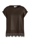 Vila Viellette S/S Full Satin Lace Top - Noos - Brown - 44