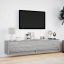  Vegghengt TV-benk med LED grå sonoma 180x31x38 cm