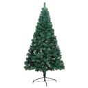 vidaXL Kunstig halvt juletre med LED og kulesett 150 cm grønn