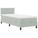  LED Box Springer Bed med madrass Lysegrå 80 x 200 cm Fløyel