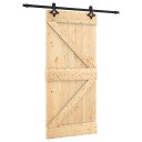  Skyvedør Naturlig og svart 95 x 210 cm Massiv Furu Tre