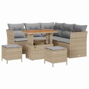 vidaXL Hagesofa Set 8 stk. 5-Antall seter Beige og lys grå polyrotting