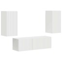  TV vegghyllesett Veggmontert 4 pcs Hvit Konstruert tre