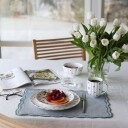 Nova Lilly Asjett m/Blomster og Gullkant 21cm Hvit