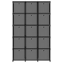 vidaXL Displayhylle med 15 kuber og bokser svart 103x30x175,5 cm stoff