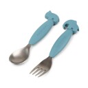 Done by Deer ™ Easy-grip skje- og gaffelsett, Deer friends Blue