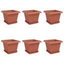 vidaXL Plantepotter 6 pcs Klinker Rød 33 x 33 x 26 cm Plast