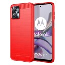 INCOVER Motorola Moto G13 / G23 Brushed Carbon Fiber Plast Deksel - Rød