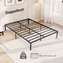 Metallplattformseng i full størrelse med oppbevaring – støyfritt design