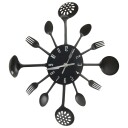 vidaXL Veggklokke med skje og gaffeldesign svart 40 cm aluminium