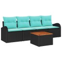 vidaXL Hagesofa Set med lagring 5 pcs Svart og turkis polyrotting