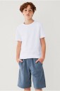 Ellos Collection   Sweatshorts med denimlook   Blå
