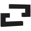  TV benksett 8 pcs Svart eik 80 x 30 x 30 cm Konstruert tre