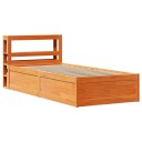  Sengeramme med hodegavl voksbrun 100x200 cm heltre furu 3306350