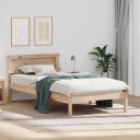  Sengestamme med LED  stripelys med hodegjerde Brun 90 x 190 cm Massiv furu tre