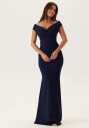 Goddiva Bardot Pleat Maxi Dress