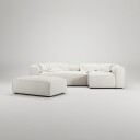Decotique Grand 4 Seter Sofa Divan Høyre åpent endestykke med Fotskammel Steam White