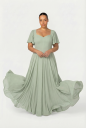 Murlongcres. Alette Maxi Dress Flutter Sleeves Light Sage