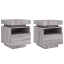  Nattbord med LED 2 stk grå sonoma 40x39x48,5 cm 836795
