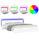 vidaXL Sengeramme med hodegavl og LED hvit 180x200 cm 8721012248052