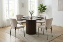 Kopparbo spisegruppe rund 110 cm Røkt eik med 4 Elsie spisestoler   Røkt eik/Beige