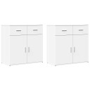 Skjenker 2 stk hvit 79x38x80 cm konstruert tre