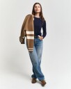 Finstrikket genser med rund hals EVENING BLUE S