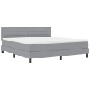  Rammemadrass med madrass & LED Lys Grå 180x200 cm Stoff
