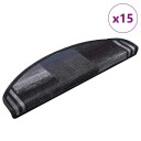 vidaXL Selvklebende trappematter 15 stk svart og grå 65x21x4 cm