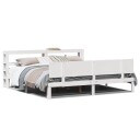  Sengeramme med hodegavl hvit 200x200 cm heltre furu 3306095