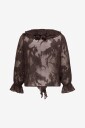 Only Carmakoma - Bluse Careleni L/S Jacquard Tie Frill Top - Brun