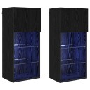  Vegghengte TV skap 2 pcs Svart Eik 40,5 x 30 x 90 cm