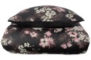 Borg Living Sengetøy - 140x200 cm - Blomster og prikker - Mørk grå - 2 i 1 design - 100 % økologisk bomullsateng