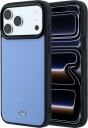 Mercedes-etui i skinn og mesh med sløyfe og MagSafe-funksjon til iPhone 18 Pro / 17 Pro – blå