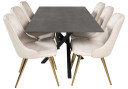 Venture Design Piazza & Velvet spisegruppe Grå/svart 6 st stoler & bord 180 x 90 cm