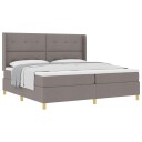  Boksen seng med madrass i taupe 200x200 cm stoff