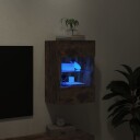 vidaXL Vegghengt TV-benk med LED-lys røkt eik 40x30x60,5 cm 8721012256705