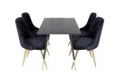 Venture Home Dipp Spisegruppe 120 cm Rund med 4 Velvet Stoler Sort/Guld