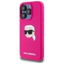 Karl Lagerfeld Mobildeksel til iPhone 15 Pro 6,1" Fuchsia Silikon MagSafe Karl Head Print