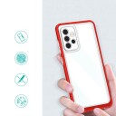 Hurtel Gjennomsiktig 3-i-1-etui for Samsung Galaxy A73 Frame Cover Gel Red