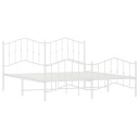 vidaXL Sengeramme i metall med hode- og fotgavl hvit 160x200 cm 8721012211681